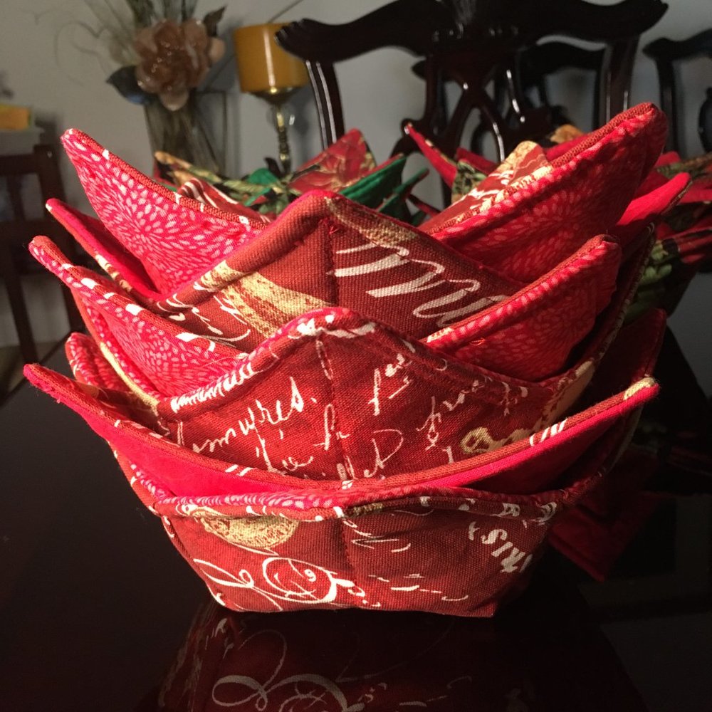BOWL & MUG COZIES  Reversible Microwave Safe.  (Set of 2)